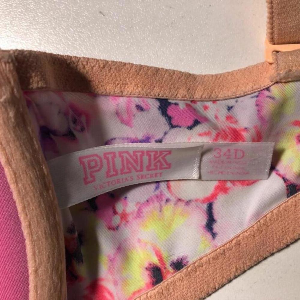 #3484-2 PINK Victoria's Secret Floral Padded T-shirt Bra Size 34D - Picture 5 of 5